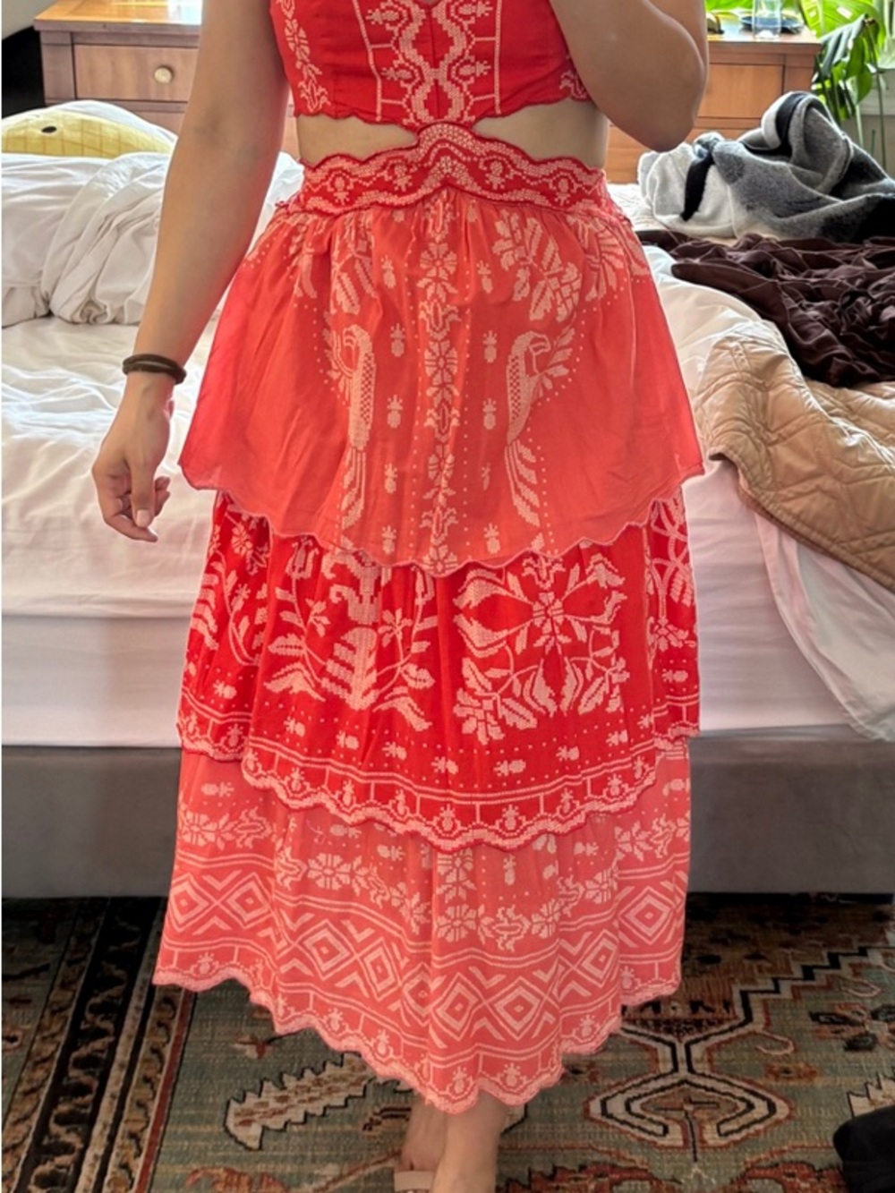 FARM Rio Coral Embroidered Midi Cotton Dress - Picture 10 of 13
